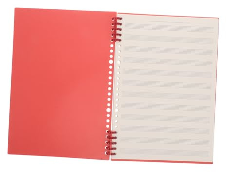 Professionelles Kinder Notenheft B5 mit Schmalen Linien und Ringbindung | Vintage Rot, Papier und Kunststoff, für Musikschule und Zuhause, Herausnehmbare Blätter