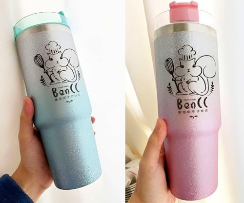 Vniqloo Vaso de acero inoxidable personalizado de 30 onzas con grabado láser personalizado, taza de café de doble pared con tapa y popote, vaso aislado personalizado