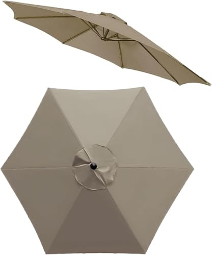 ELYSYSRL Auvent de Remplacement pour Parasol de Terrasse de 2/2.5/3.0/3.5m, 6 Baleines/8 Baleines Toile De Parasol Déporté Housse de Rechange(Chameau,3.0M/8 Arms)
