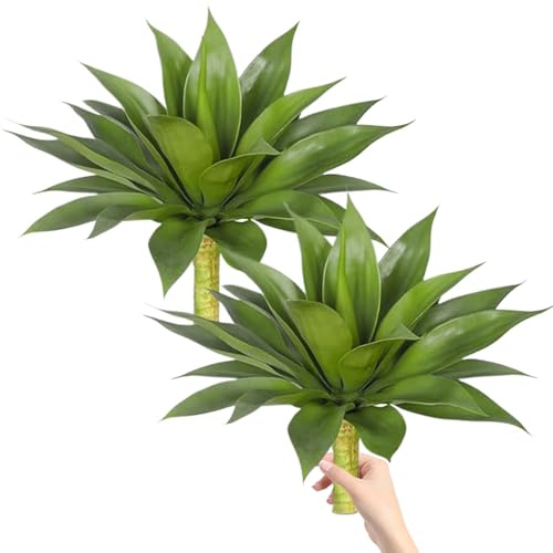 2 pcs Planta de Agave Artificial Realista Verde UV Resistente a la Planta Agave de bajo al Aire Libre Plantas Artificiales de bajo Mantenimiento para la Sala de Estar del jardín de la Sala d