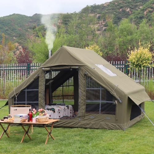 Sport Tent Detachable Awning Inflatable with Pump,Family for 4-6 Persons with Stove Jack Hole,4 Season 3000mm Waterproof Pop-Up s,Quick to Set up
