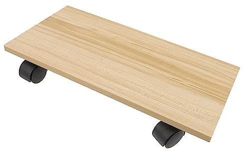 UKCOCO Soporte Rodante para Computadora De Escritorio Ruedas Giratorias, Base Móvil para Torre De Pc Tamaño Mediano, Estructura De Madera Color Nogal, Carrito Funcional para Oficina y Hogar