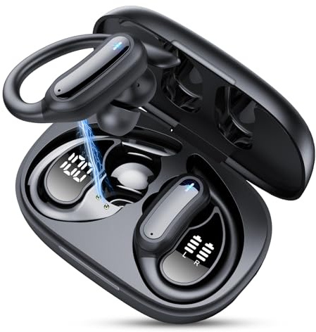 CASCHO Écouteurs sans Fil pour Le Sport, écouteurs Bluetooth 5.3 avec Micro HD, écouteurs Intra-Auriculaires sans Fil avec réduction de Bruit Active (ENC) et Double écran LED