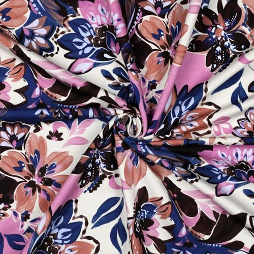 French Terry Sweat Stoff FLOWERS Digitaldruck - ecru - Ökotex - Meterware ab 50cm