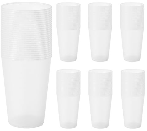 Vasos Plástico Duro 500 ml - 50, 100 ó 450 Vasos - Reutilizables de Polipropileno Eco Sin BPA – Multicolor para Fiestas, Camping y Oficina – Ideales para Sidra, Cubatas, Cerveza (50, Transparente)