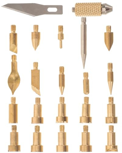 AKOOSY Set da 22 Punte di Ricambio per Pirografia in Metallo Strumenti Multifunzione per Incisione su Legno Accessori per Pirografi Professionali e Creativi