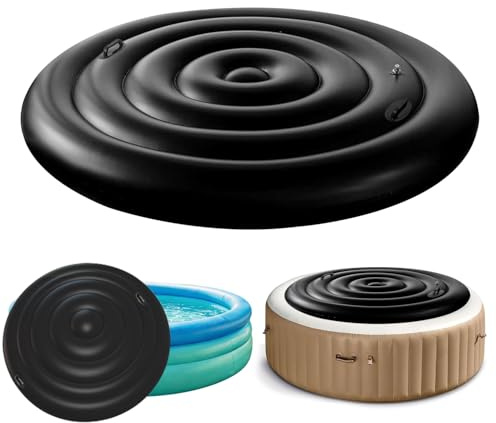 Aufblasbare Whirlpool-Abdeckung 138cm, Runder, Energiesparender Deckel für Whirlpools im Freien, mit Griff, Schnelles und Einfaches Aufblasen und Entleeren, Winddichter Regenfester Abdeckungsschutz
