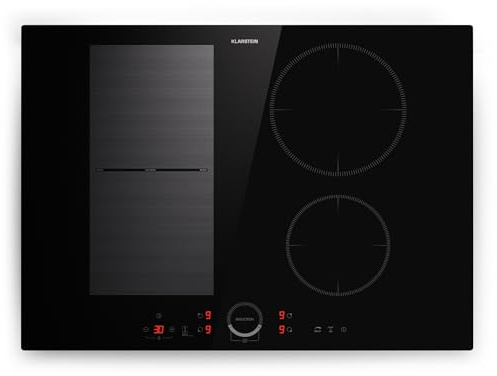 Klarstein induction hob, glass ceramic hob, 7000W induction with 4 plates, built-in with touch display and timer, modern hobs overheating protection