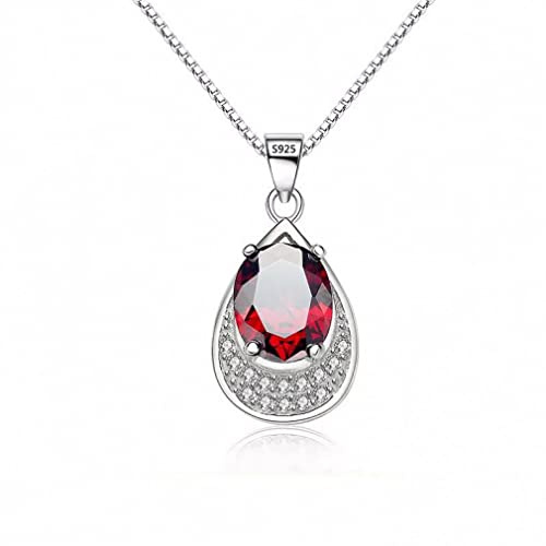 YZYSHHX röd granat hänge halsband för kvinnor ädelstenar choker statement halsband kvinnor 925 smycken med kedja