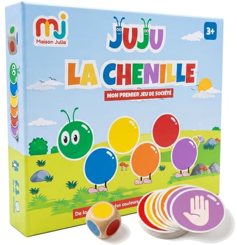 Maison Julia - Juju La Chenille - Mon Premier Jeu de Société Enfant 3 Ans 4 Ans - Reconnaître Les Couleurs, Attendre Son Tour, Gérer Ses Premières Emotions - Jeu Famille Parent Enfant - Cadeau Enfant