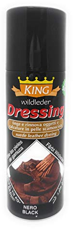MG Lavorazione artigianale pelle e cuoio Rinnovatore Spray per Scarpe o Abbigliamento in camoscio, Crosta, Nabuk, Colore: Nero, Marca: King, Formato: 200 ml