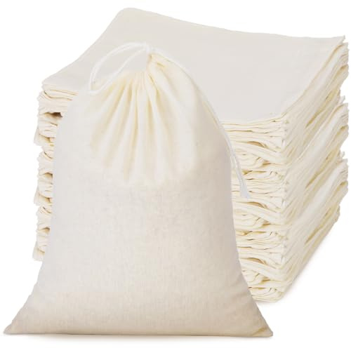 Tatuo 50 Pieces 4 x 6 Inches Muslin Cotton Drawstring Bags Canvas Linen Sachet Bag Reusable Empty Gift Pouch for Party Home Supplies
