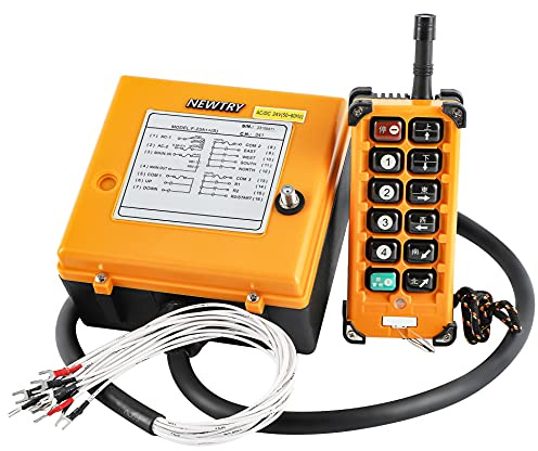 NEWTRY Télécommande de grue sans fil, émetteur de 12 boutons et récepteur AC&DC 24V pour le palan industriel, grue aérienne (récepteur AC&DC 24V)