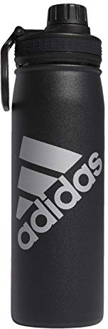 adidas 600 ML (20 oz) Metal Water Bottle, Hot/Cold Double-Walled Insulated 18/8 Stainless Steel, Black/Silver Metallic, One Size, Black/Silver Metallic, 20 Ounces