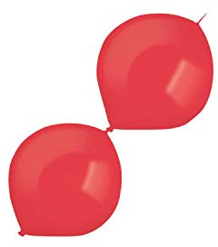 Amscan 9905578 - Latexballons Decorator Standard E-Link, 100 Stück, rot, Link-a-Loon, Luftballon, Girlande