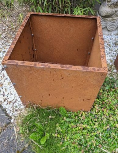 Zen Man Edelrost Garten Schale Pflanzschale Rost Gartendeko Blumentopf Pflanzkübel Stahlblech 1mm (031987-6: 30 * 30 * 30cm)