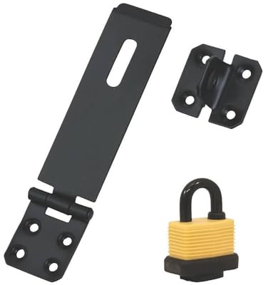 Hasp & Heftklammern, 160 mm, mit wasserdichtem Vorhängeschloss, Schwarz