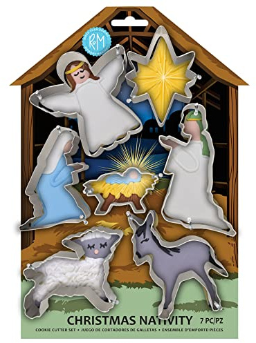 Anniversary House Christmas Nativity Cookie Cutter Set – 7 Tin-Plated Stainless Steel Cutters for Christmas Baking, Icing, Fondant, Marzipan, Crafts – Dishwasher Safe, Deep Cut Design