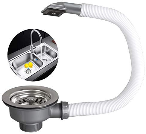 Sink Collection Stainless Steel Kitchen Sink Basket Strainer Plug Waste with Square Overflow 1½ (114mm)