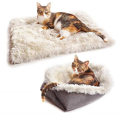 NC Lit pour Chat Chien, 2 en 1 Double Usage Panier pour Chat Coussin pour Chien Doux et Confortable Chaud Nid Chiot Panier Chat Moelleux, améliorer Le Sommeil