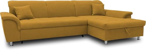 DOMO. collection Ecksofa Franzi, Couch in L-Form, Sofa, Eckcouch, Polsterecke Longchair rechts 279 x 162 x 81 cm (BxTxH), gelb