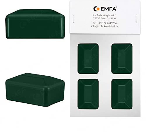 EMFA Zaunpfahlkappe rechteckig 60x40 mm Grün 4 Stück Pfostenkappen Kunststoff Abdeckkappen Zaunkappen