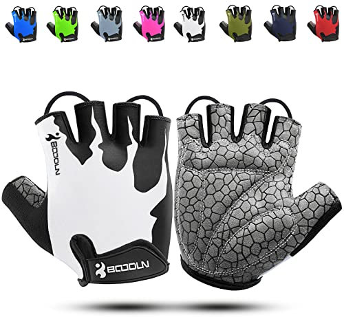 KONVINIT Fahrradhandschuhe Herren Sommer Halbfinger MTB Handschuhe,Radhandschuhe für Mountainbike/Rennrad,Fahrrad Handschuhe Freizeit Herren und Damen,White XL
