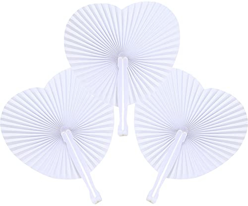 6 Stück Fächer Hochzeit,Vintage Weiss Liebe Herz Handfächer Faltfächer Papierfächer Hochzeitsfächer für Abkühlung im Sommer,Hochzeitsdeko,Gäste Geschenk,DIY,Geburttag,Party,Fotografie,Wand Dekoration