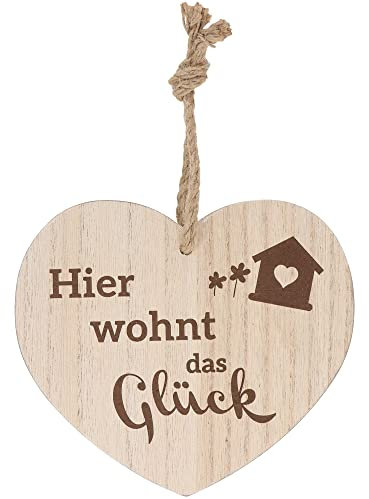 Spruchreif | Deko Herz mit Gravur | Holzherz mit Gravur | Shabby Chic Deko | Wanddeko Herz | Türdekoration | Türdeko Haustüre | Geschenk zum Einzug | Einzugsgeschenk Hier wohnt das Glück