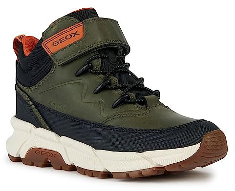 Geox J FLEXYPER Plus Boy Ankle Boot, Military/ORANGE, 38 EU
