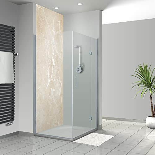 WANDFREUDE individuelle Duschrückwand Aluverbundplatte auf Maß (1 Stück - Elfenbein Marmor - Premium Brillant Lack) – Dusche Wandverkleidung Duschwandverkleidung Duschrückwände