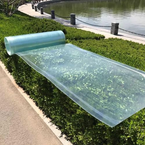 Pxzybd Plaques De Toiture en Polycarbonate Transparent,Feuille De Toit en Fibre De Verre De 0,8mm Résistantes Aux Intempéries,Feuilles De Toiture en Plastique De Remplacement pour Serres,W×L-1.2×4m
