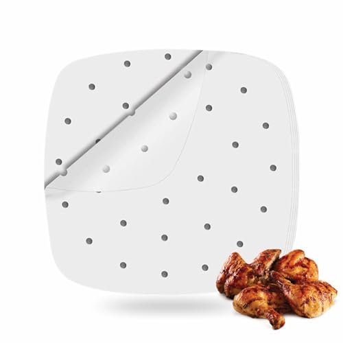 Air Fryer Liners Hot Disposable Square Non Stick Airfryer Sheets for Microwave Oven Frying Pan Baking Roasting and Cooking Oil Proof Water Proof Food Parchment Paper Greaseproof Liner Pack(50, 20CM)