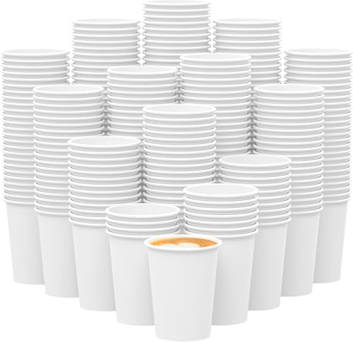 Silver Star Single Wall White Paper Cups (1000, 08 oz)- Leak Proof- Eco-Friendly Biodegradable Disposable Coffee Cups for Hot Drinks, Office, Party