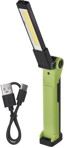 EMOS Lampada da lavoro a batteria a LED girevole a 360°, 6 modalità di luce, COB ricaricabile, lampada da officina impermeabile, con batteria da 2000 mAh, cavo di ricarica USB-C, durata 13 ore,