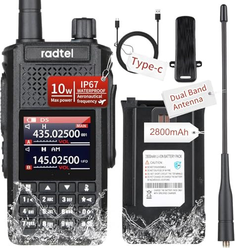 Radtel RT-630 IP67 Waterproof 10W Full Bands Ham Radio, 256CH Aviation Air Band Radio Long Range Handheld Walkie Talkie, Wireless Copy Frequency, USB-C Charger, 2800mAh battery