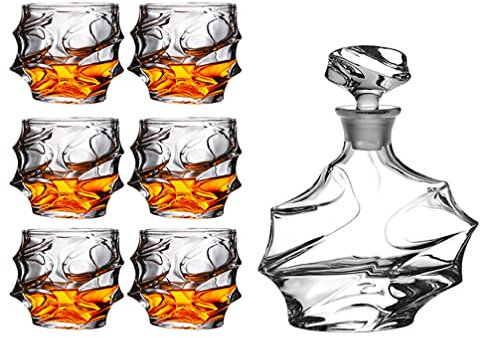 YOtat Vasos De Whisky De Lujo, Vasos De Vidrio Hechos A Mano, Juego De 2/4/6, Regalo para Los Amantes del Bourbon, Cristalería Estilo para Vasos De Ron En Caja De Regalo (6 Tazas)