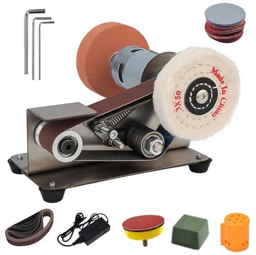 Ponceuse à bande électrique, polissage, affûtage, ponceuse portable, mini kit de meuleuse d'établi, 7 vitesses for la fabrication de couteaux, le travail du bois, le bricolage, le meulage, l'artisanat