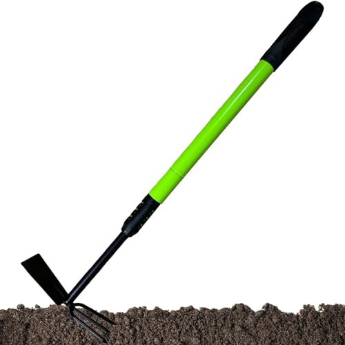 Rukjmqi Houe Outil De Jardin Robuste,Hoe De Jardin,Pelle à main et houe de jardin | Fourche de râteau de houe de cultivateur à Long manche télescopique pour le jardinage, le désherbage, la plantation,