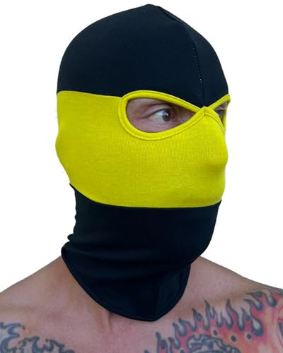 No Face No Name Sturmhaube in schwarz gelb gestreift I Balaclava Maske Beanie Einheitsgröße I Ultras Hooligans Ski Motorrad