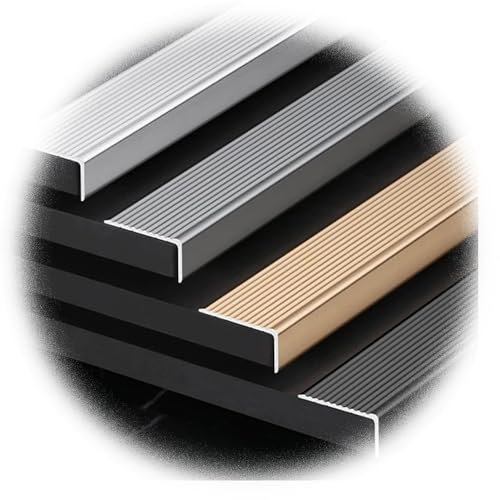 RTVGNSZSJL Treppenkantenprofil Treppenprofil L-Form 90cm Treppenstufen-Dekoration Aluminium Stufenkantenprofil Für Parkett Und Laminat Schwarz(Gold,W70mm/2.7in)