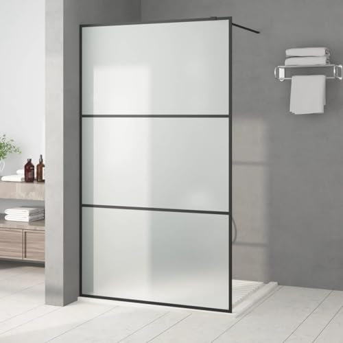 Tidyard Paroi de Douche Noir 115x195 cm Verre ESG dépoli, Pare-Baignoire Paroi de Douche, Écran de Douche Fermeture de Baignoire Mur Panneau de Douche pour Salle de Bain