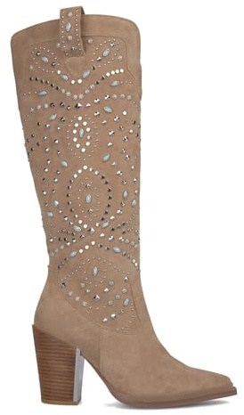 Alma en Pena. Botas con tacón bloque de piel para mujer. - talla: 37