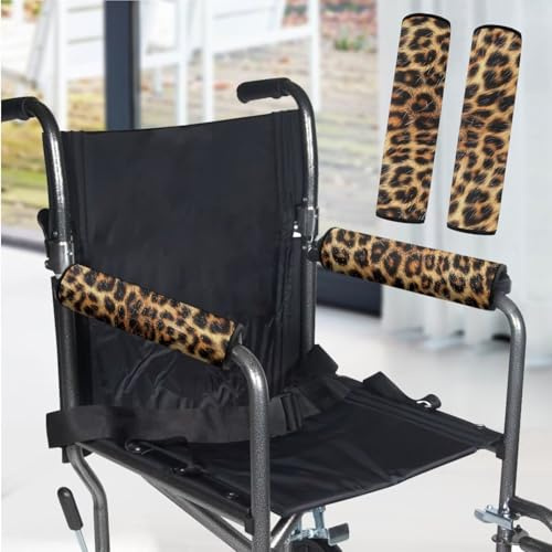 Uorisanigo Wheelchair Arm Pads Armrest Covers Accessories Leopard Print Wheelchair Office Chair Arm Pads for Mobility Scooter Transport Chairs Set of 2