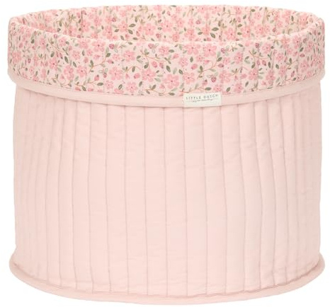 Little Dutch Wickeltischkörbchen Körbchen Korb Utensilo Organizer für den Wickeltisch Baby wendbar Rund groß Fairy Floral rosa - Fairy Garden