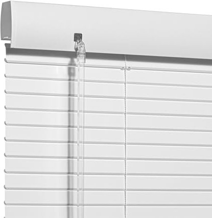 HOTSOON Aluminum Mini Blinds for Indoor Windows Cordless 1In No Holes 100% Privacy Protection L-Shaped Slats Room Darkening Horizontal Window Blinds for Office,Home, White, 30 W x 64 H