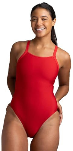 JOLYN Caroline Damen Athletic One Piece Badeanzug mit Ablage BH für Training, Sport und Fitness, Rot/Ausflug, einfarbig (Getaway Solids), 128