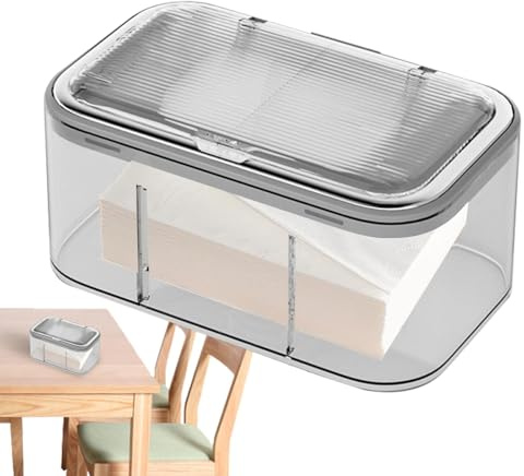 Soporte para pañuelos transparente - Soporte para caja de pañuelos con tapa, soporte para caja de servilletas para el hogar, dispensador cuadrado | Caja dispensadora de pañuelos cosméticos para baño,