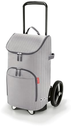 reisenthel citycruiser Set (Rack + Bag) Tasche Herringbone Grey + Rack Black - Praktische Einkaufstasche mit Mehreren großen Fächern - Wird mit dem Gepäckträger als Set verkauft