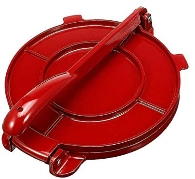 Tortillapresse, Tortilla Presse edelstahl 7.8inch Aus Edelstahl Robuste Taco in Rot Für Perfekte Roti Und Chapati Ideal Für Mexikanische Küche Und Mehr Einfach Zu Bedienen